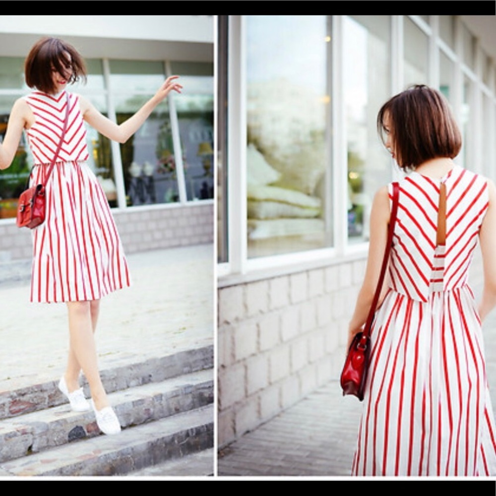 ASOS Red and white striped dress